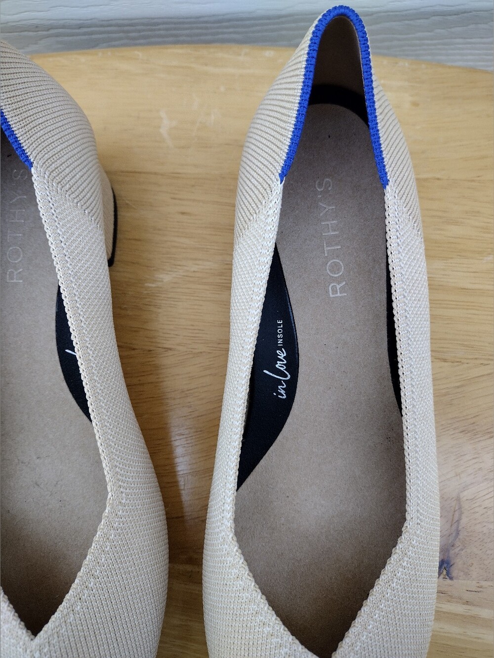 Rothys The High Point Heels Womens 8.5 Beige Knit Block Heel Comfort Pump Shoes - Picture 3 of 6